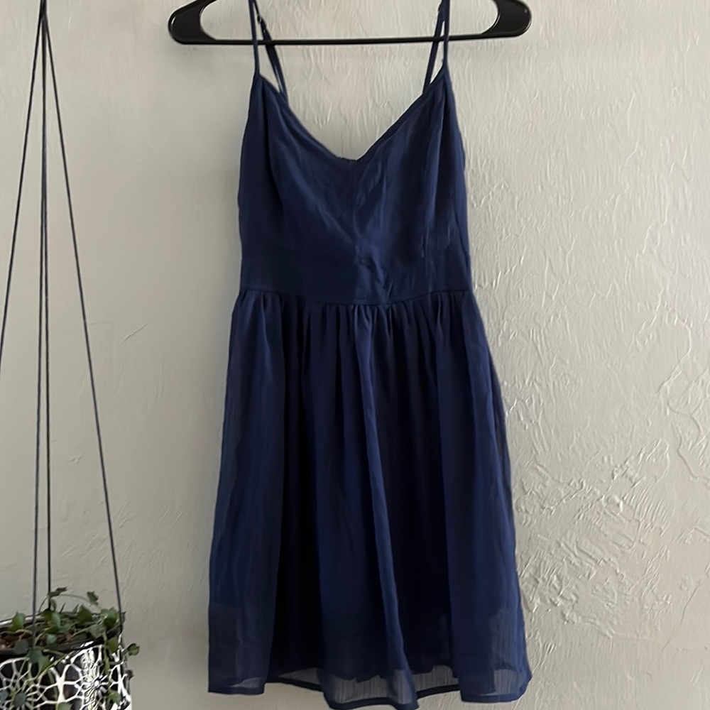 Abercrombie & Fitch camisole spaghetti strapped blue knee length dress (XS)